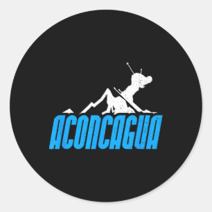 Aconcagua Skiing Snowboarding France Resort Distre Classic Round Sticker