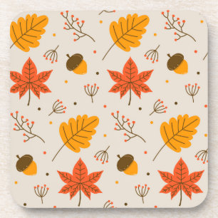 Acorn and Multicolor Leaves Coaster