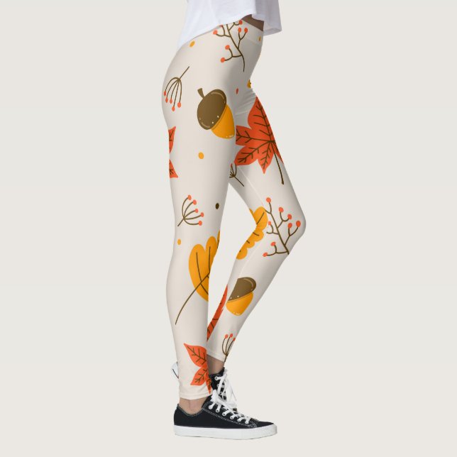 Acorn and Multicolor Leaves  Leggings (Right)