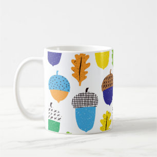 Acorn Autumn: Vintage Leafy Pattern. Coffee Mug