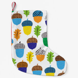 Acorn Autumn: Vintage Leafy Pattern. Small Christmas Stocking