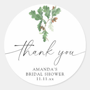 Acorn branch bridal shower classic round sticker