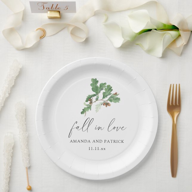 Acorn branch wedding party paper plate (Wedding)