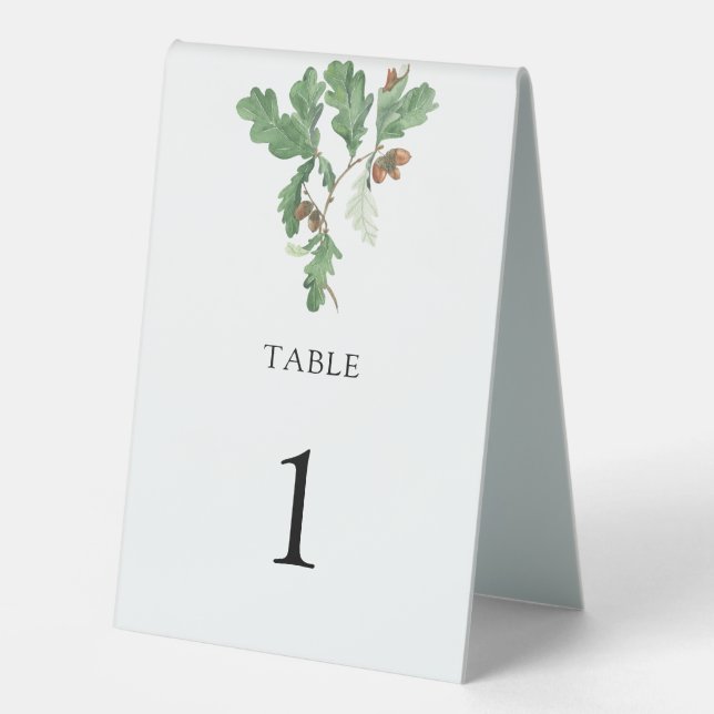Acorn branch - wedding table number (Front)