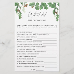 Acorn branch - What did the groom say bridal game