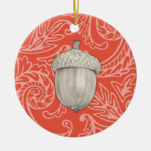 Acorn Drawing to Represent Strength and Patience Ceramic Ornament