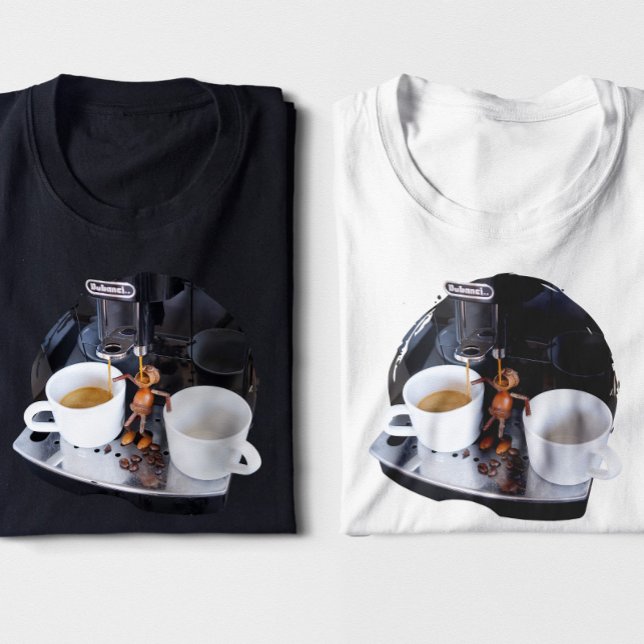 Acorn elf drinking coffee right from coffeemaker T-Shirt (Creator Uploaded)