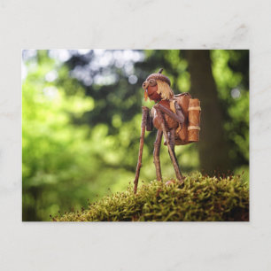 Acorn Elf Hiking in the Forest Postcard