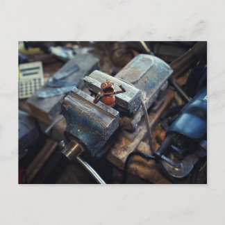 Acorn Elf in a Workshop Vice Postcard