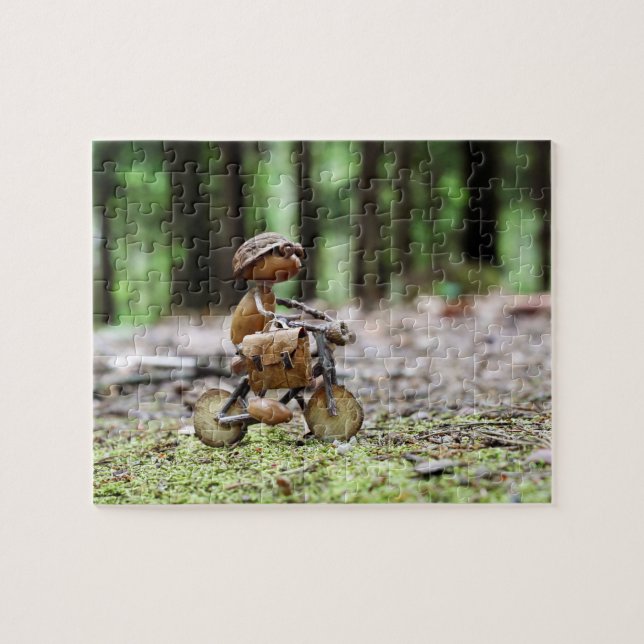 Acorn elf rider on the bike to work jigsaw puzzle (Horizontal)