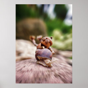 Acorn elf riding on the snail poster
