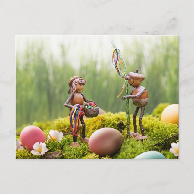 Acorn elf with Easter stick Easter Postcard (Front)
