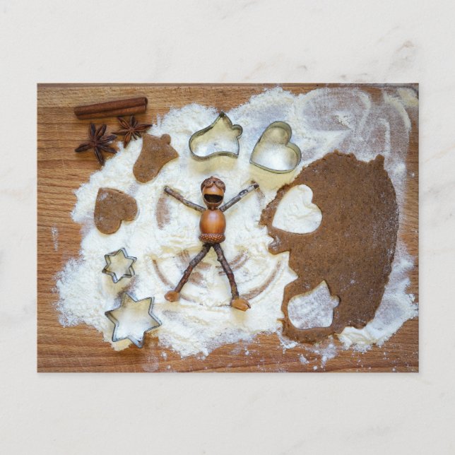 Acorn elves as angel in snow - Christmas  Postcard (Front)