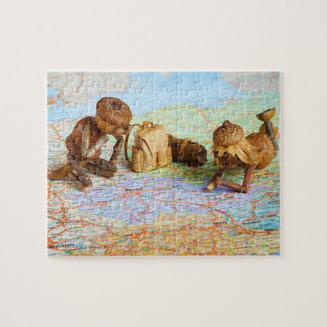 Acorn elves planning some trip jigsaw puzzle (Horizontal)