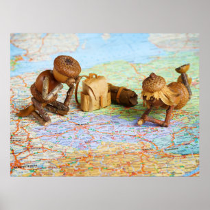 Acorn elves planning some trip poster