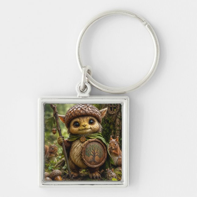 Acorn Guardian Cute Forest Monster Key Ring (Front)