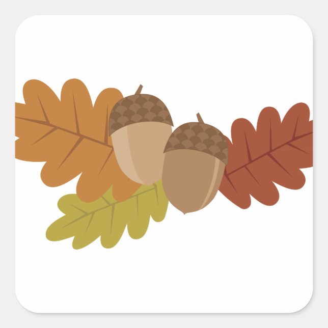 Acorn Leaves Square Sticker (Front)