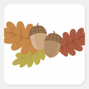 Acorn Leaves Square Sticker