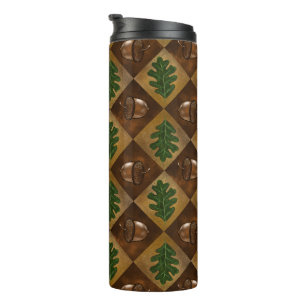 Acorn Oak leaf Chequerboard pattern Mug