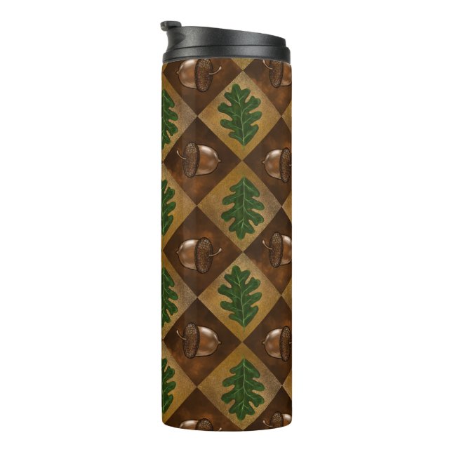 Acorn Oak leaf Chequerboard pattern Mug (Rotated Right)