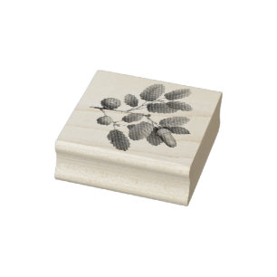 Acorn Oak Leaves Rubber Stamp