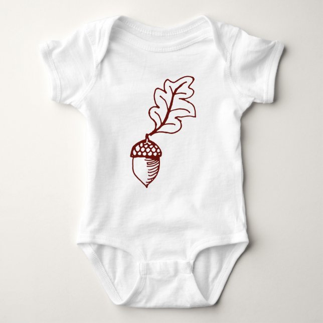 Acorn One Piece Baby Infant Romper Oak Tree Creepe Baby Bodysuit (Front)
