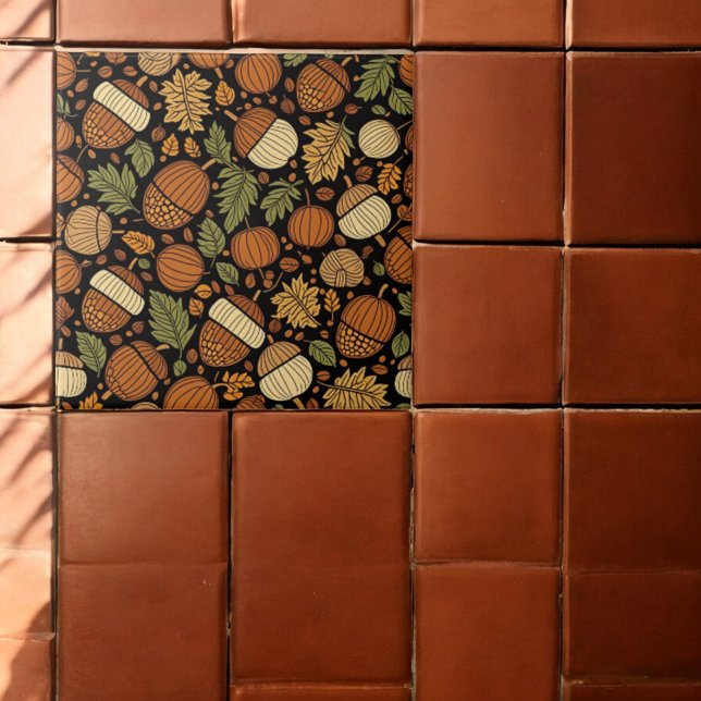 Acorn Pattern Harvest Day Ceramic Tile (Creator Uploaded)