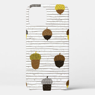 Acorn seamless pattern. Autumn surface decoration. iPhone 12 Case