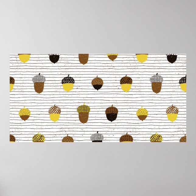 Acorn seamless pattern. Autumn surface decoration. Poster (Front)