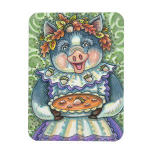 ACORN & SQUASH PIE MADE WITH LOVE, PIG COOK MAGNET