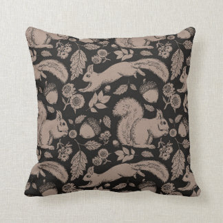 Acorn Squirrel Floral Fall Pillow