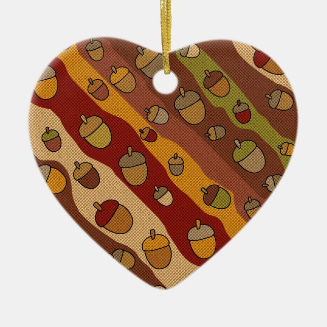 Acorn Stripes Pattern Ceramic Ornament (Front)