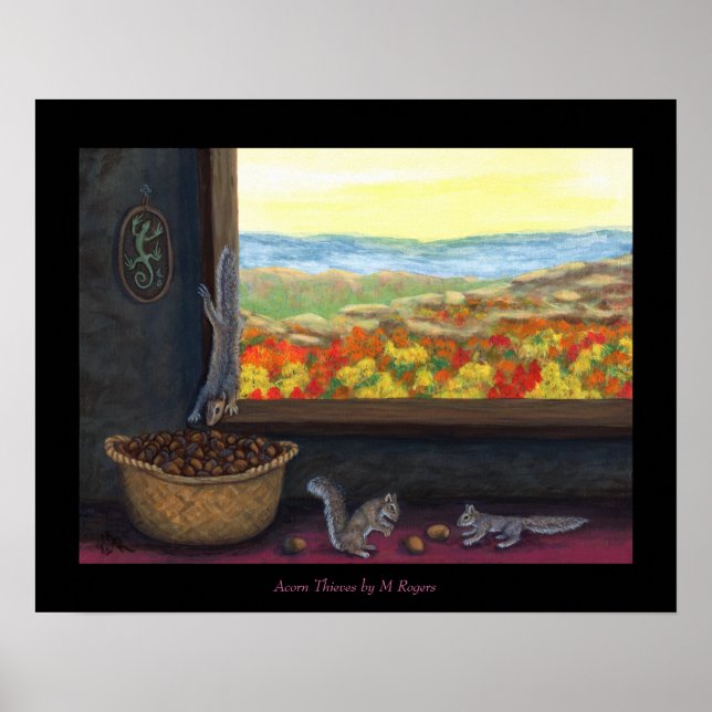 Acorn Thieves - Nature Art Poster (Front)