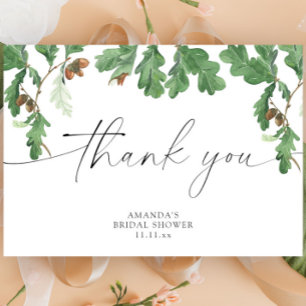 Acorn tree bridal shower thank you card