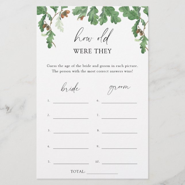 Acorn tree - How old were they bridal game (Front)