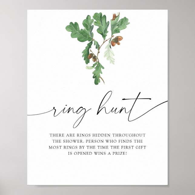 Acorn tree - ring hunt bridal shower game poster (Front)