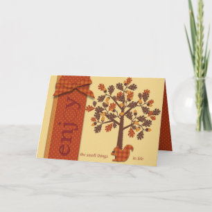 Acorn Tree with Squirrel for Thanksgiving Holiday Card
