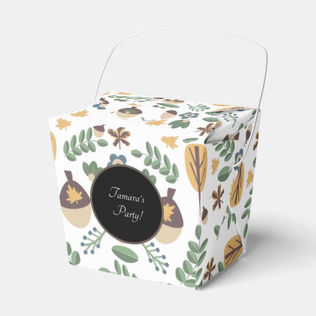 Acorn Wood Nature Trail Greenery Birthday Party Favour Box (Front Side)