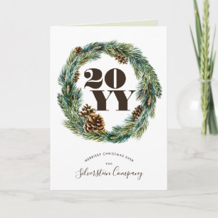 Acorn Wreath Christmas Holiday Corporate Folded Invitation