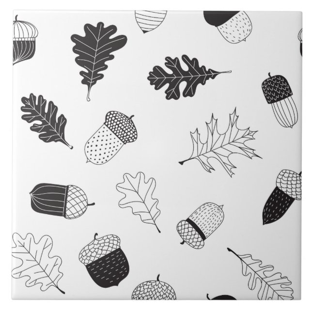 Acorns and leaves ceramic tile (Front)