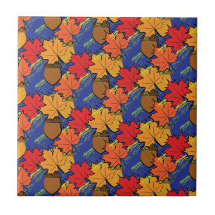 Acorns and leaves I Tile
