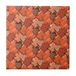 Acorns and leaves II Tile