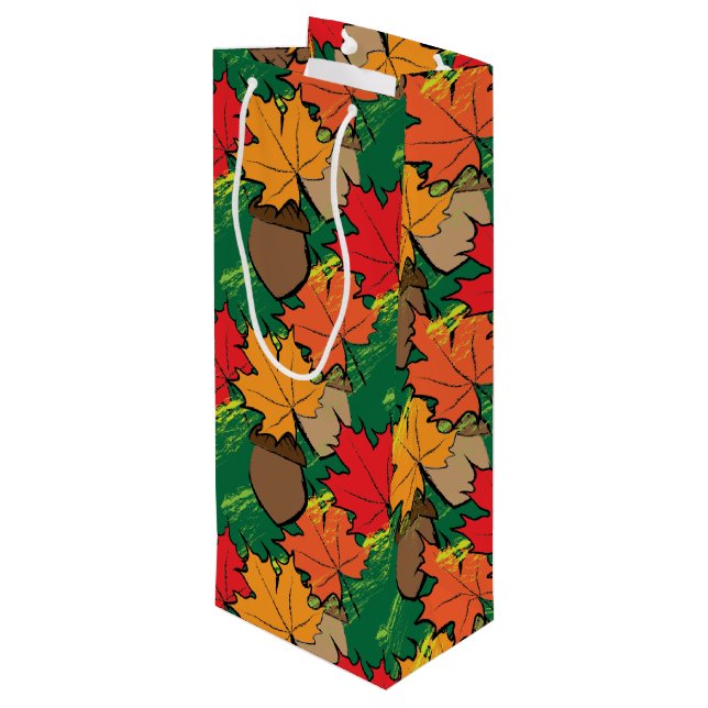 Acorns and leaves III Wine Gift Bag (Back Angled)