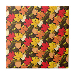 Acorns and leaves IV Ceramic Tile