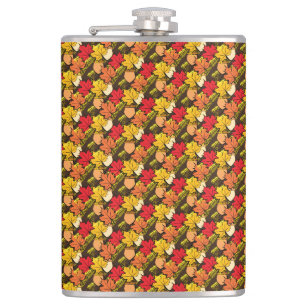 Acorns and leaves IV Hip Flask