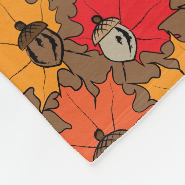 Acorns and leaves V Fleece Blanket (Corner)