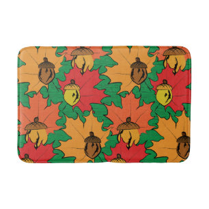 Acorns and leaves VI Bath Mat