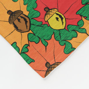 Acorns and leaves VI Fleece Blanket