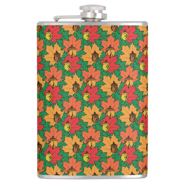 Acorns and leaves VI Hip Flask (Front)