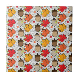 Acorns and leaves VII Ceramic Tile